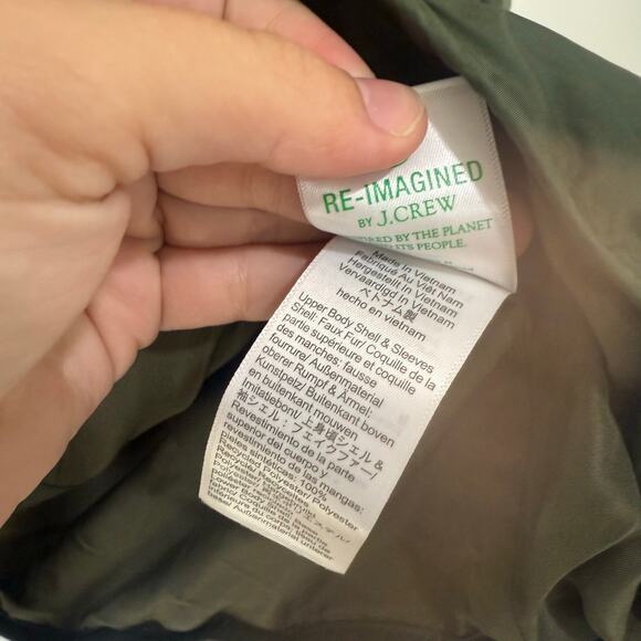 NWT J.Crew Mixed Media Sherpa Coat Jacket in Distressed Fatigue Olive Green XXL - Picture 8 of 9